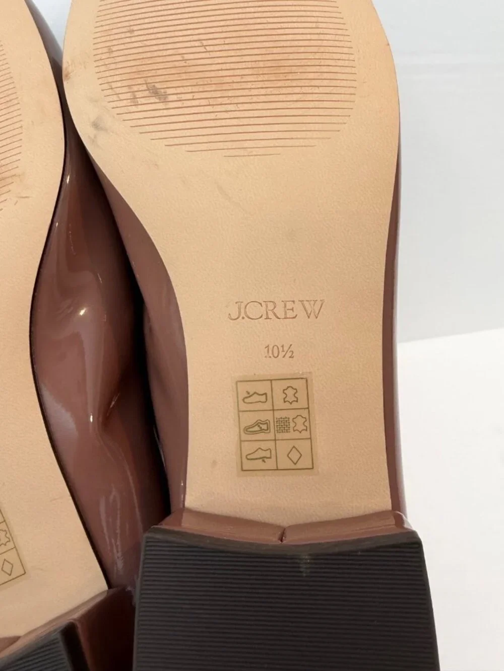 J. Crew Women's Teagan Ballet Pumps Size 10 1/2 Patent Leather Taupe Brown NWOB
